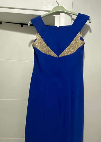 Mavi Drapeli Uzun Abiye Elbise - Görsel 4