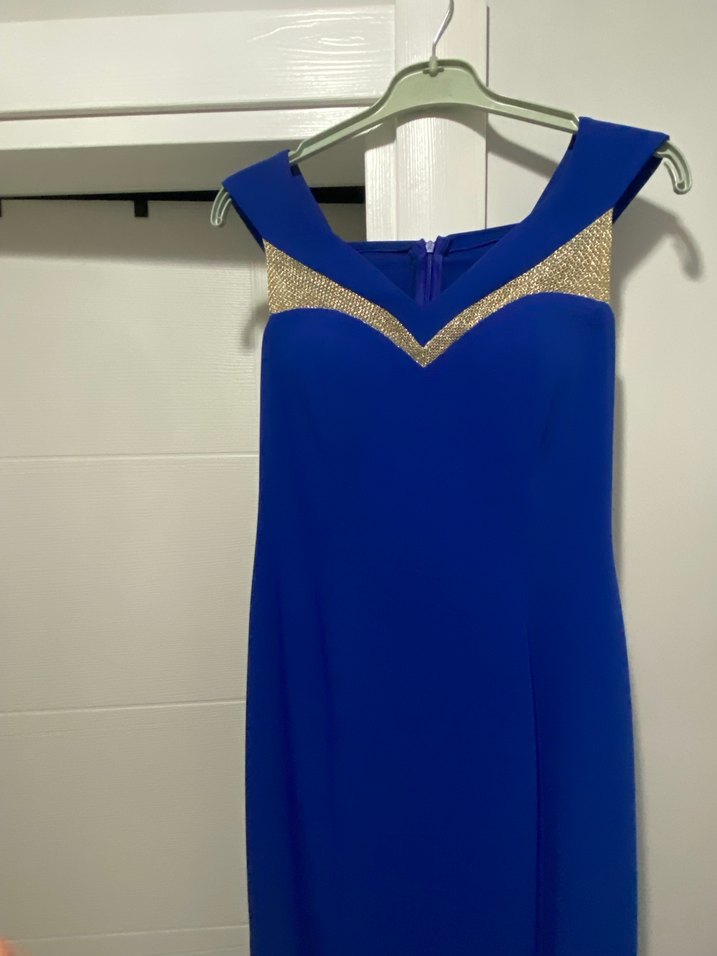 Mavi Drapeli Uzun Abiye Elbise - Görsel 2