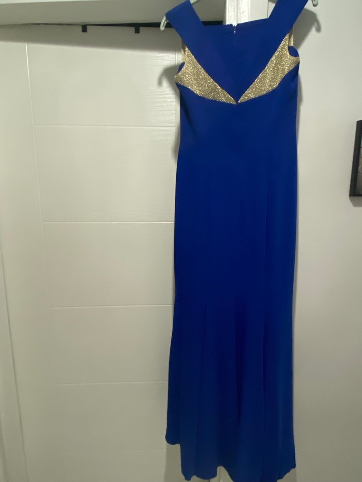 Mavi Drapeli Uzun Abiye Elbise - Görsel 5