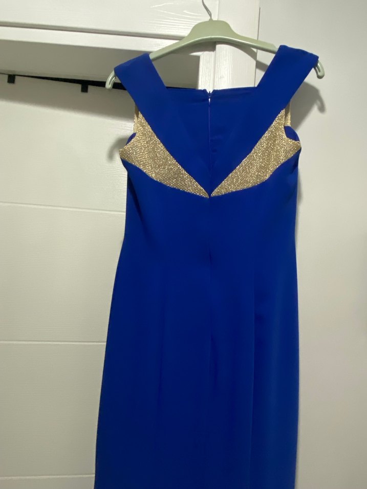 Mavi Drapeli Uzun Abiye Elbise - Görsel 4