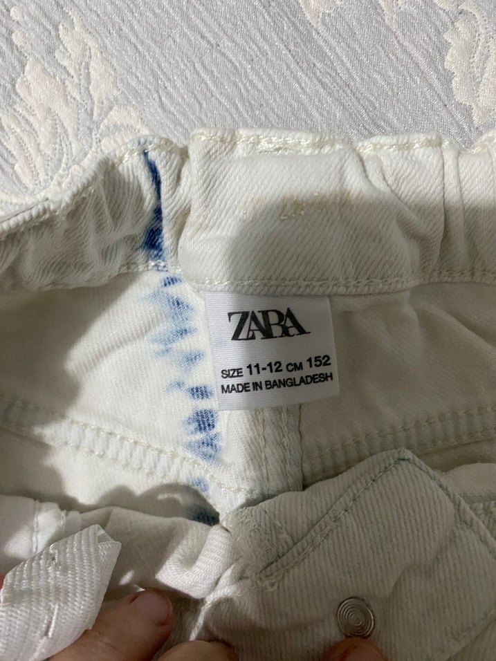 Kız çocuk Beyaz Tie-Dye Mini Denim Şort - Görsel 3