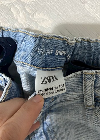 Kız çocuk Bağcıklı Geniş Kesim Kısa Kot Şort - Görsel 3