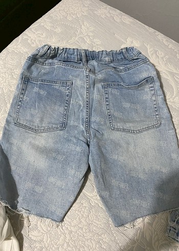 Kız çocuk Bağcıklı Geniş Kesim Kısa Kot Şort - Görsel 2