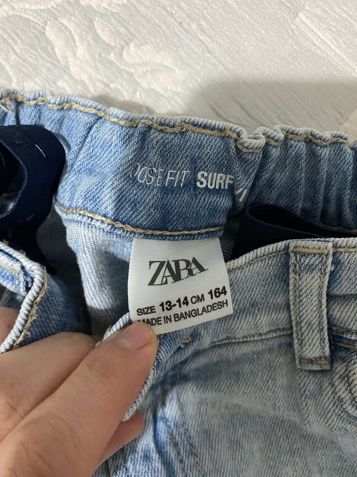 Kız çocuk Bağcıklı Geniş Kesim Kısa Kot Şort - Görsel 3