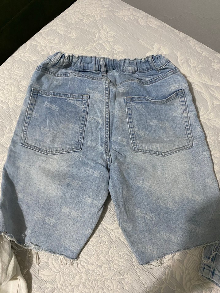 Kız çocuk Bağcıklı Geniş Kesim Kısa Kot Şort - Görsel 2