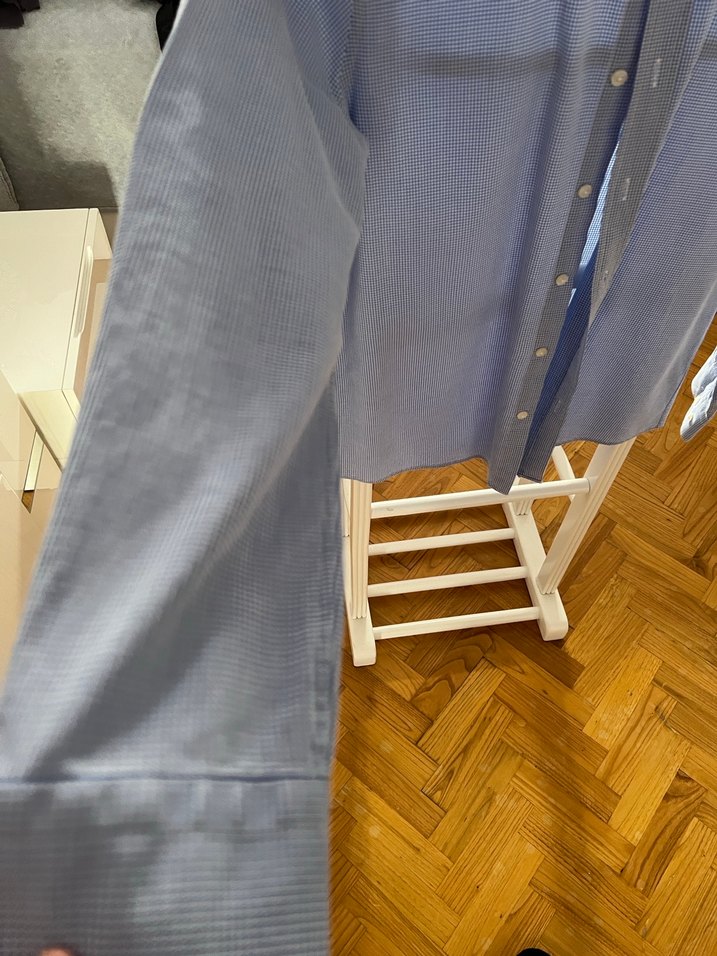 Düğmeli Mavi Gri Erkek Denim Gömlek - Görsel 5