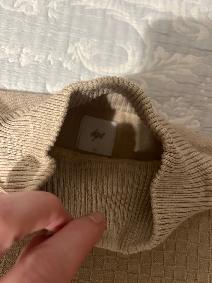 Bej erkek Boğazlı Triko Kazak - Görsel 2