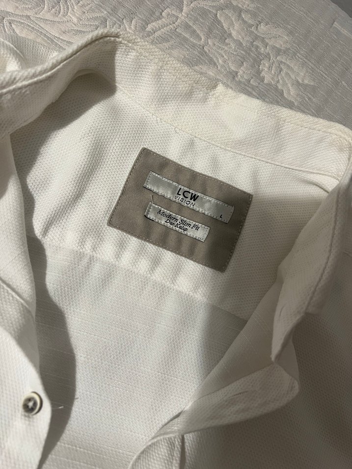 Gri Dirsek Detaylı Beyaz Erkek Keten Gömlek - Görsel 4