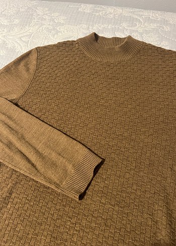 Erkek Kahverengi Boğazlı Triko Kazak - Görsel 2