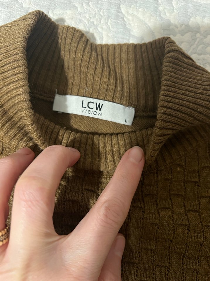 Erkek Kahverengi Boğazlı Triko Kazak - Görsel 3