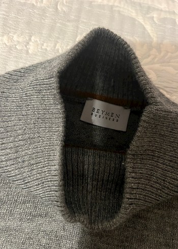 Erkek Gri Boğazlı Triko Kazak - Görsel 3