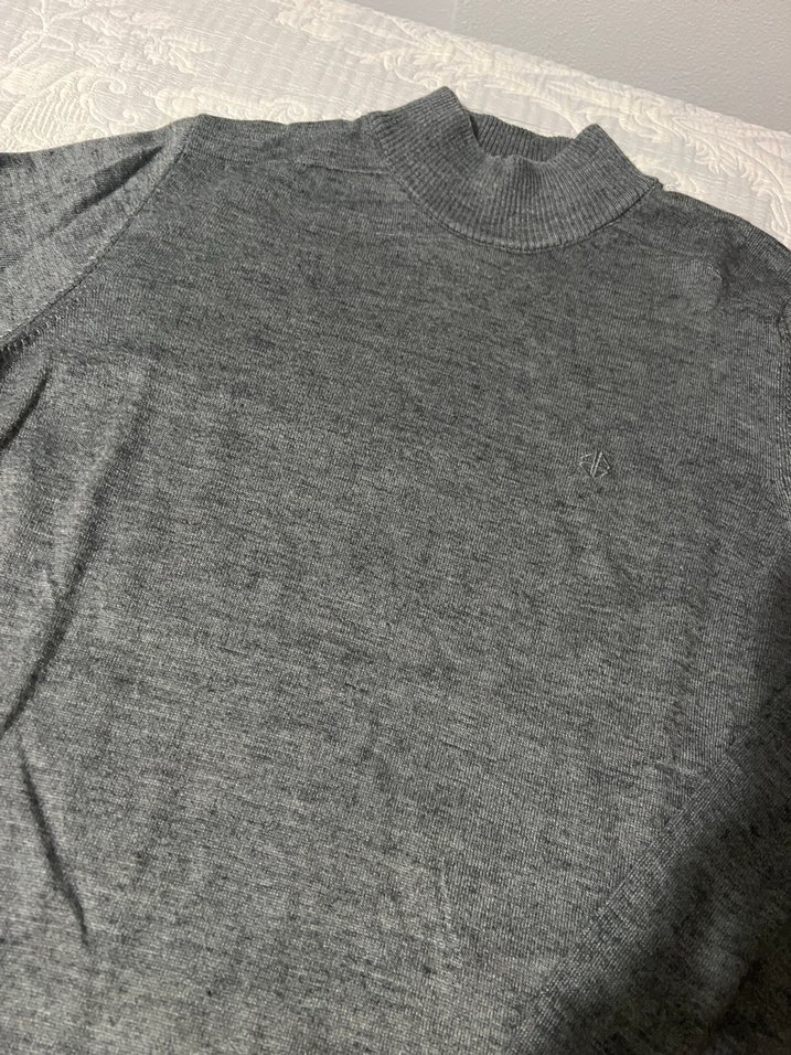 Erkek Gri Boğazlı Triko Kazak - Görsel 2