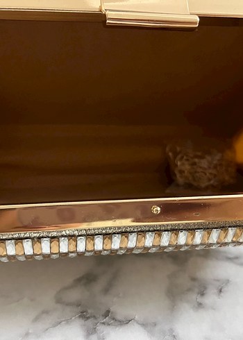 Gold Parlak Yılan Desenli Kadın Portföy Çanta - Görsel 4