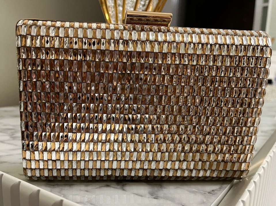 Gold Parlak Yılan Desenli Kadın Portföy Çanta - Görsel 5