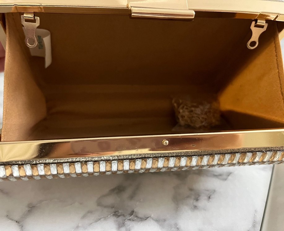 Gold Parlak Yılan Desenli Kadın Portföy Çanta - Görsel 4