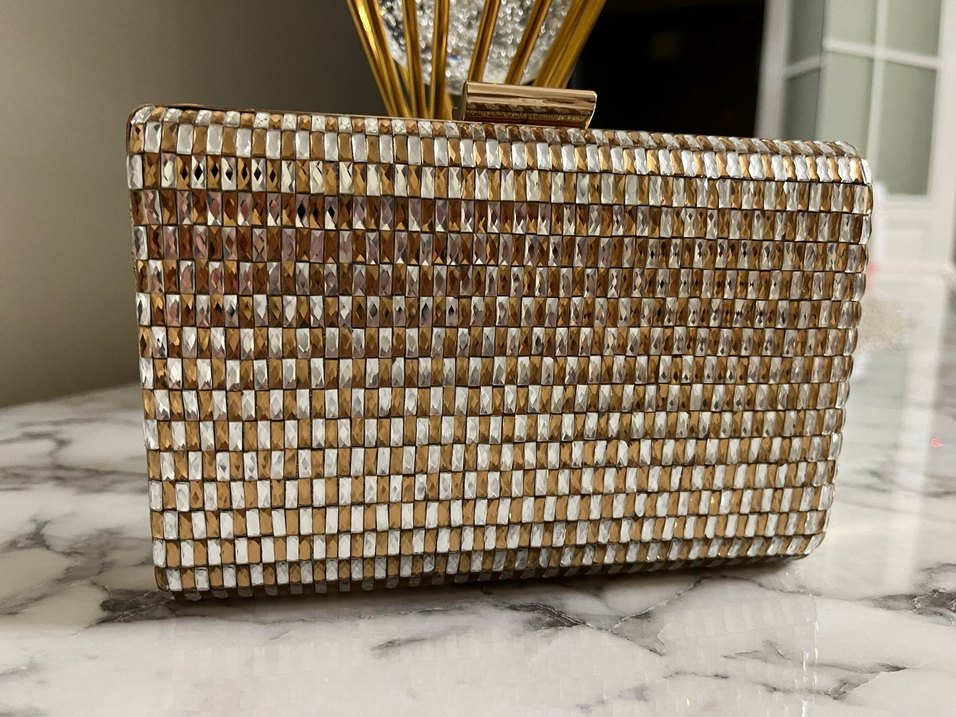 Gold Parlak Yılan Desenli Kadın Portföy Çanta - Görsel 2