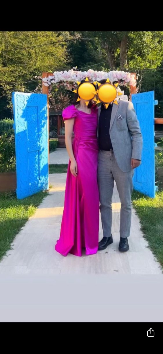 Pembe Drapeli Uzun Abiye Elbise - Görsel 2