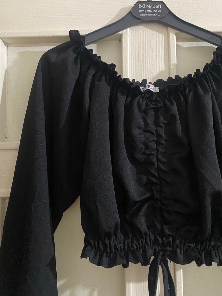 Siyah Ruffled Uzun Kollu Bluz - Görsel 2