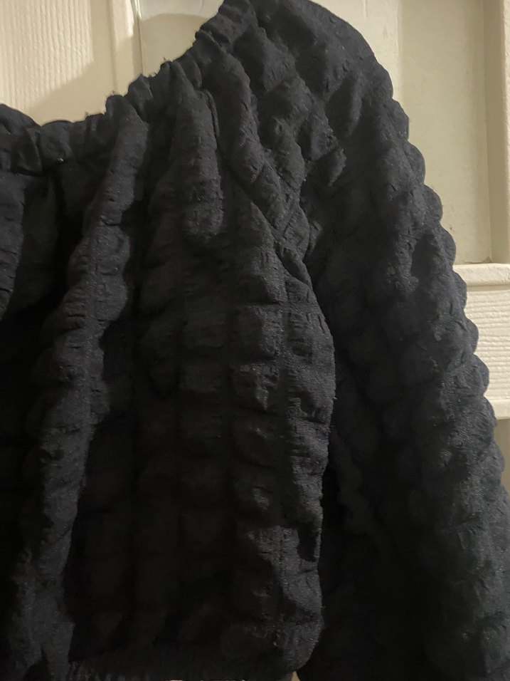 Siyah Örgü Mini Bluz Uzun Kollu - Görsel 2