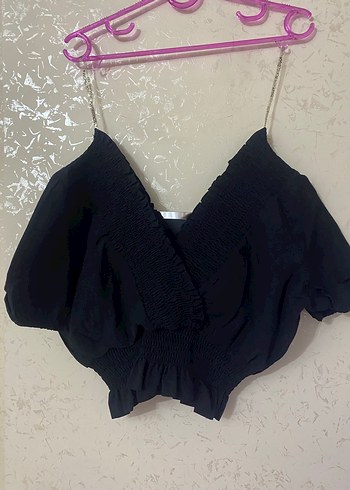 Siyah V Yakalı Volanlı Mini Bustiyer - Görsel 2