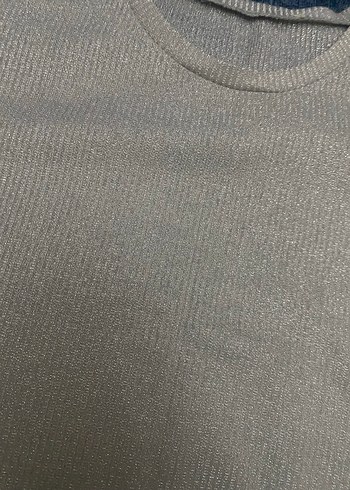 Gri simli Kumaşlı Salaş Kadın Tişört - Görsel 2