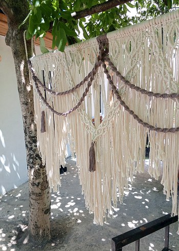 Nakışlı Bohem Tarzı Bej Perde - Görsel 3