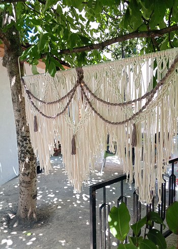 Nakışlı Bohem Tarzı Bej Perde - Görsel 5