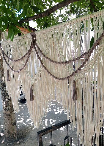 Nakışlı Bohem Tarzı Bej Perde - Görsel 4