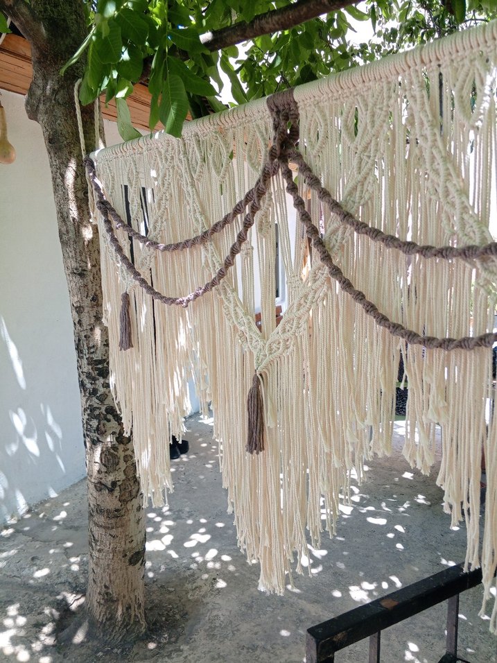 Nakışlı Bohem Tarzı Bej Perde - Görsel 3