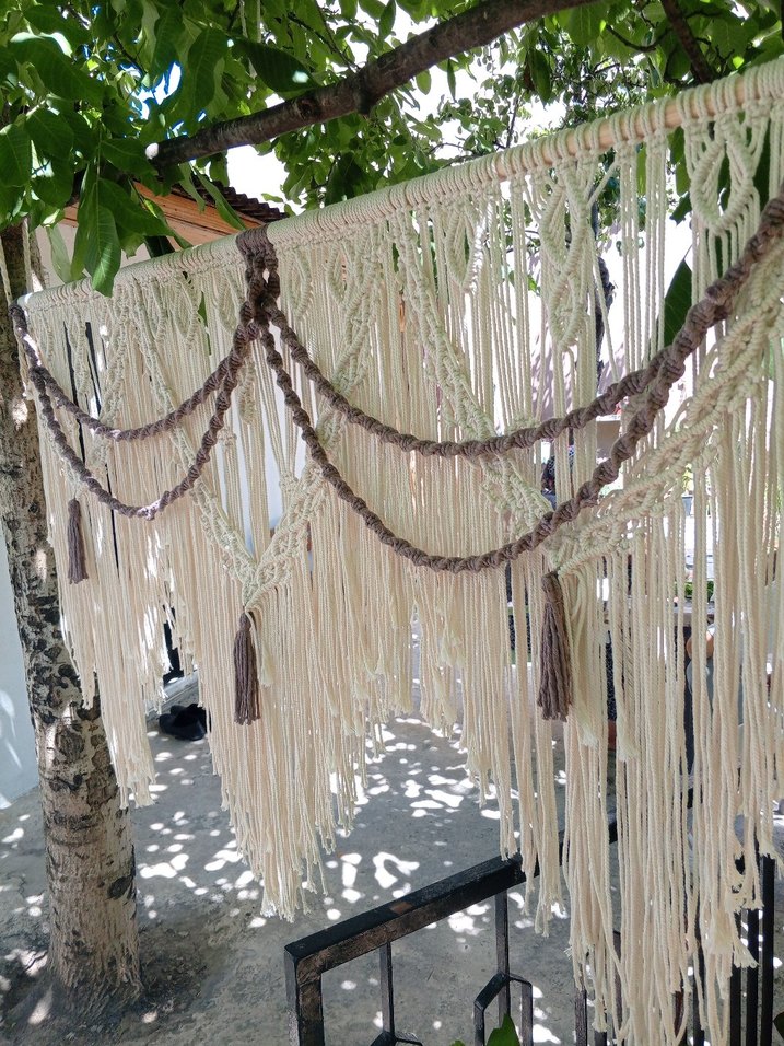 Nakışlı Bohem Tarzı Bej Perde - Görsel 4