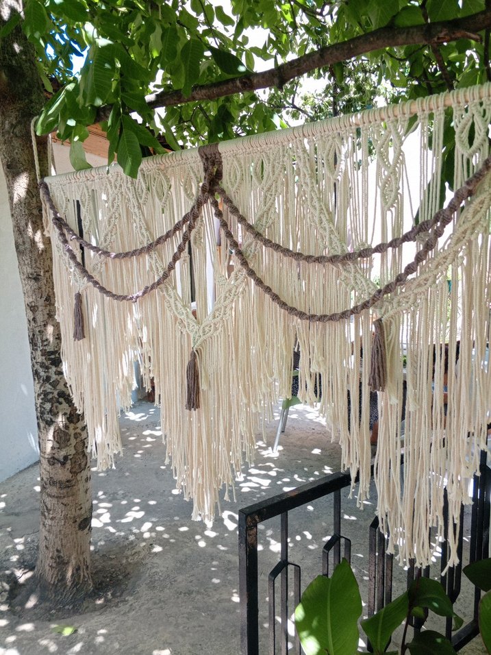 Nakışlı Bohem Tarzı Bej Perde - Görsel 2