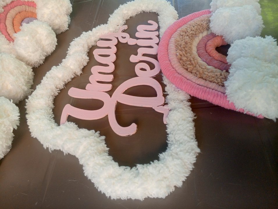 Bohem Tarzı Makrome İsimli Bulut ve Gökkuşağı Süsü - Görsel 4