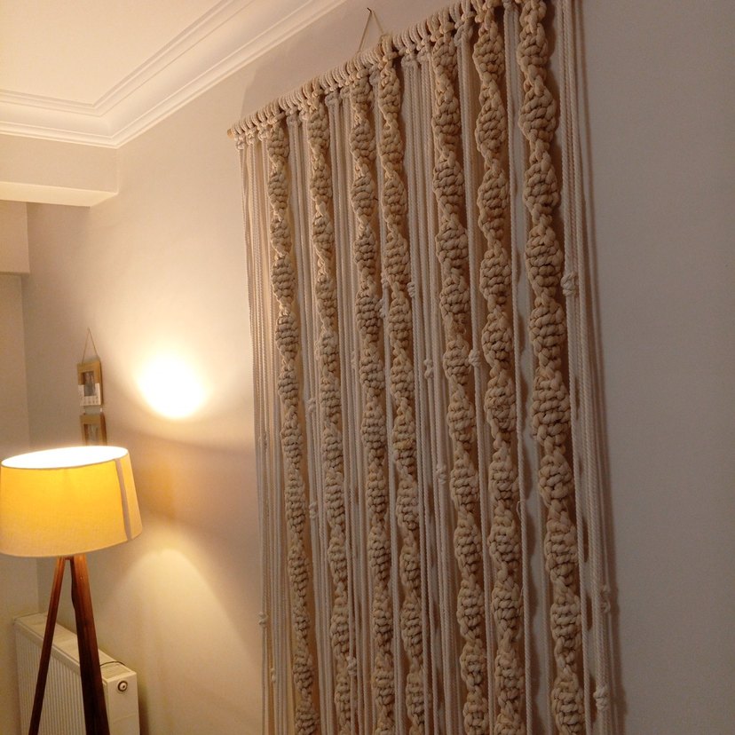 Nakışlı Bej Bohem Tarzı Perde - Görsel 2