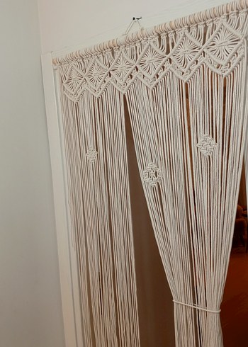Bohem Nakışlı krem dekoratif Perde - Görsel 4