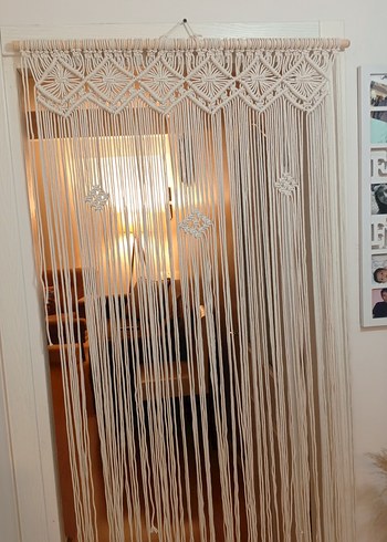 Bohem Nakışlı krem dekoratif Perde - Görsel 7