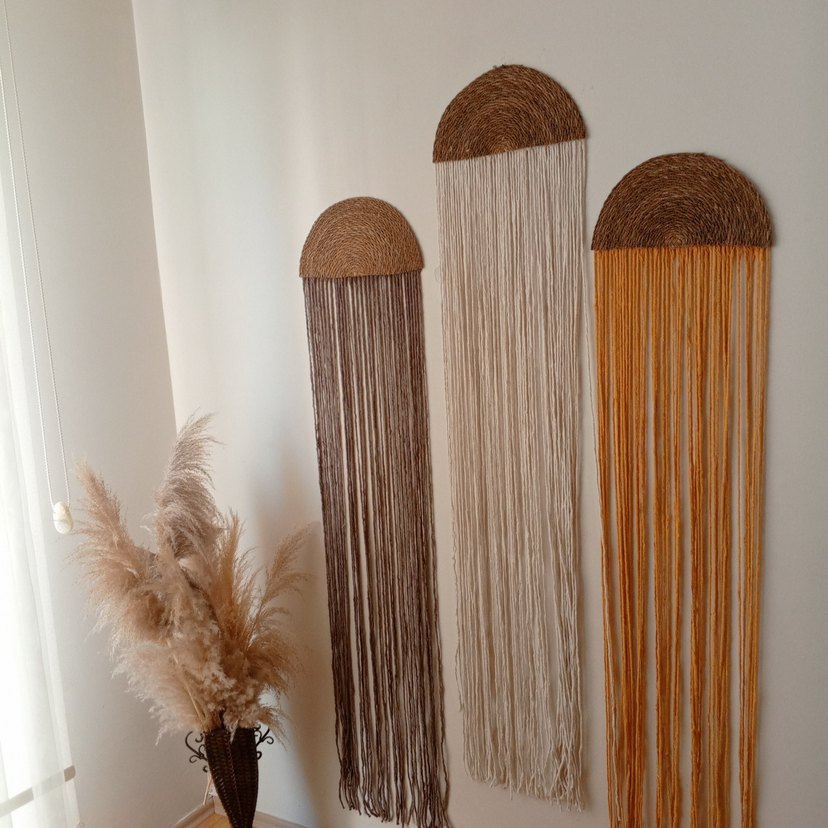 Bej ve Gri İp Duvar Dekoru - Görsel 3