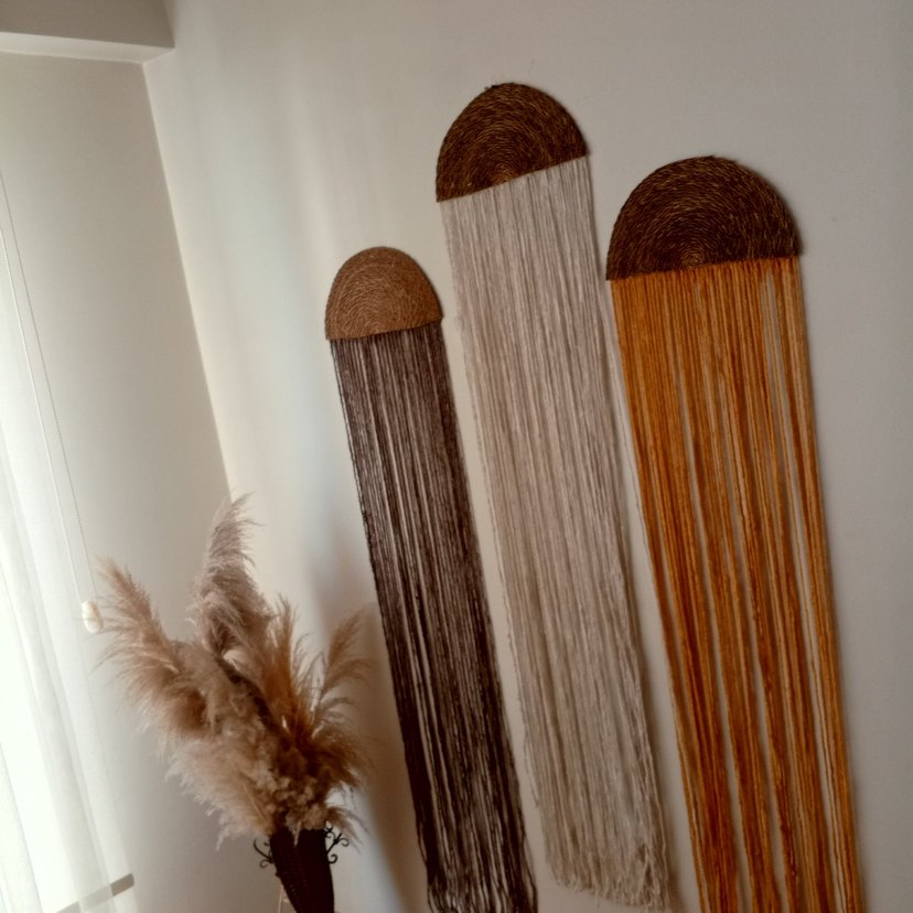 Bej ve Gri İp Duvar Dekoru - Görsel 2