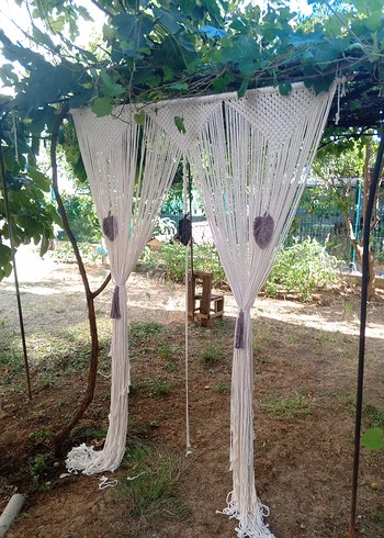 Bohem Gri Beyaz Makrome Perde - Görsel 3