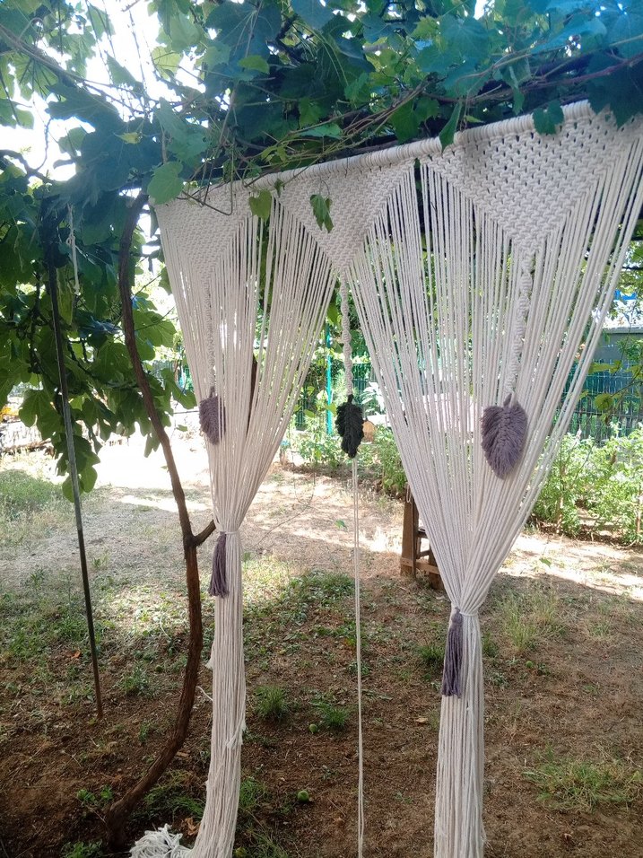 Bohem Gri Beyaz Makrome Perde - Görsel 2