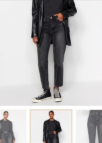 Trendyol & Milla Siyah Midi Boy Kadın Denim Pantolon