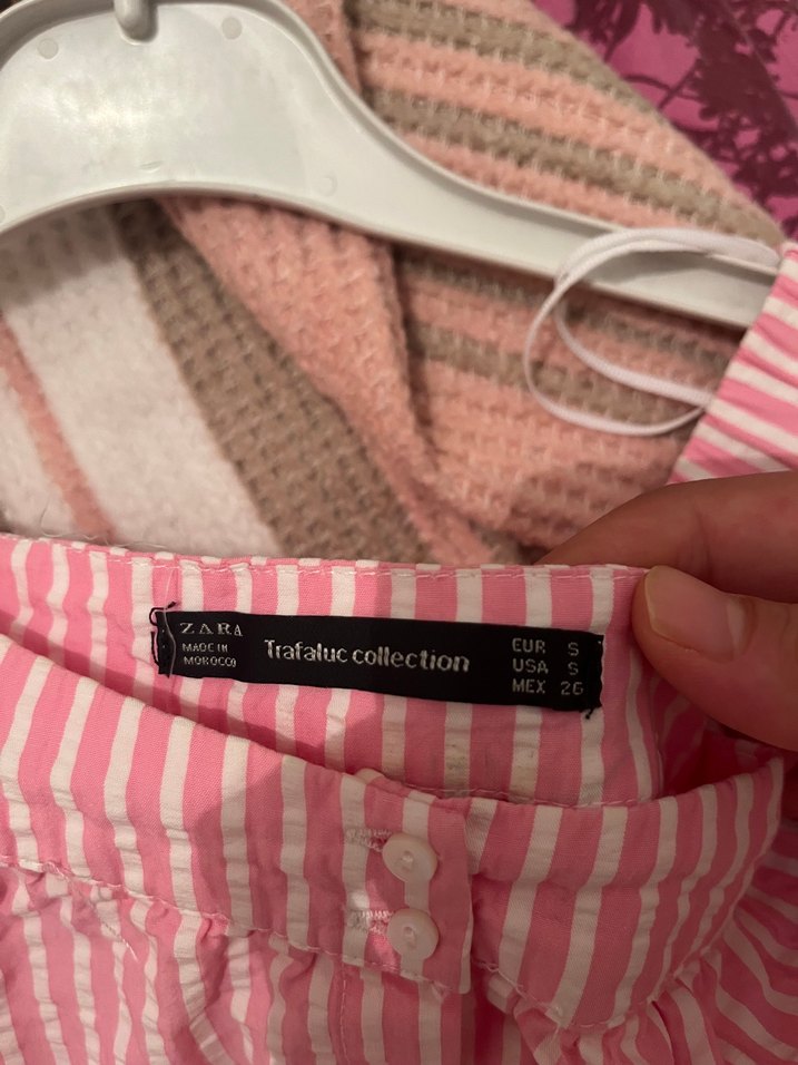 Pembe Çizgili Keten Kadın Bluz - Görsel 3