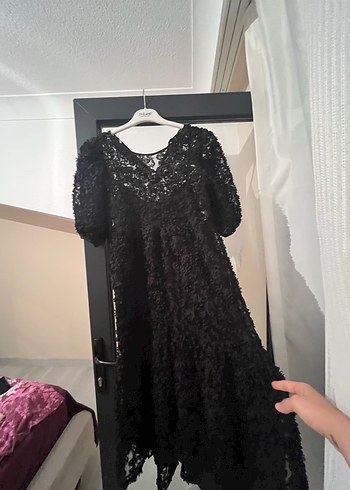 Dantel Detaylı Siyah Uzun Gotik Elbise - Görsel 3