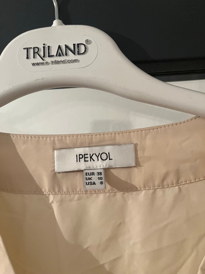 Bej V Yaka Uzun Bohem Elbise - Görsel 4