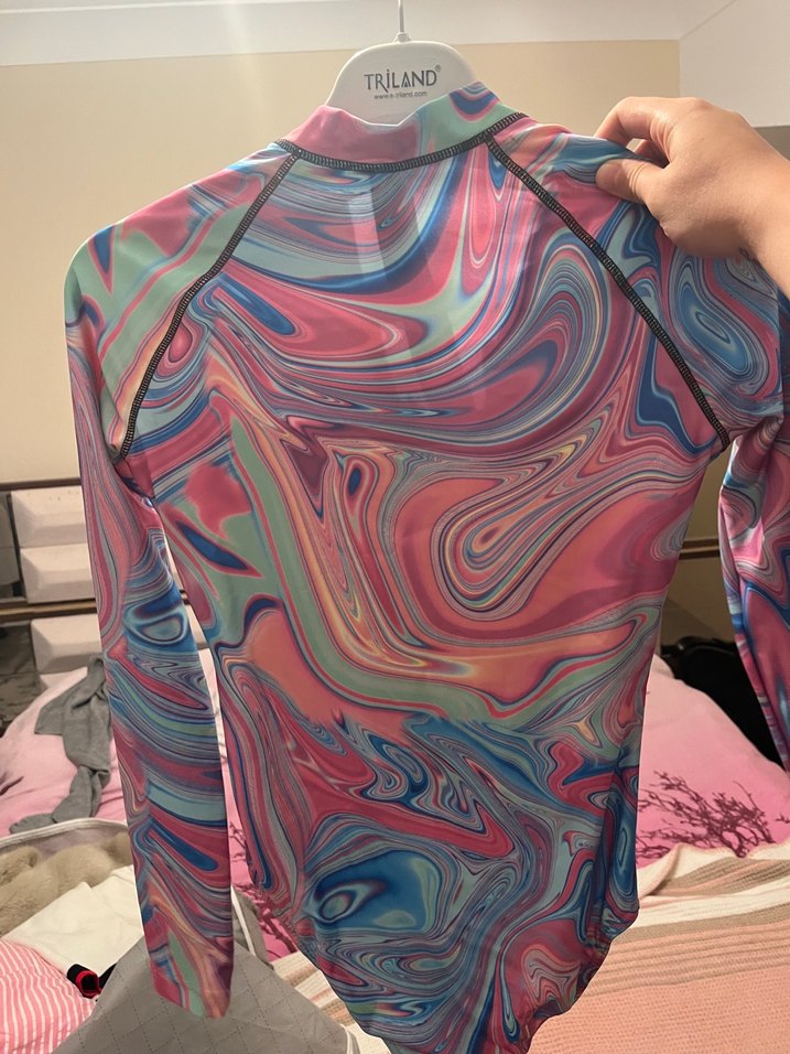 Uzun Kollu Renkli Tie-Dye Kadın Mayo - Görsel 2