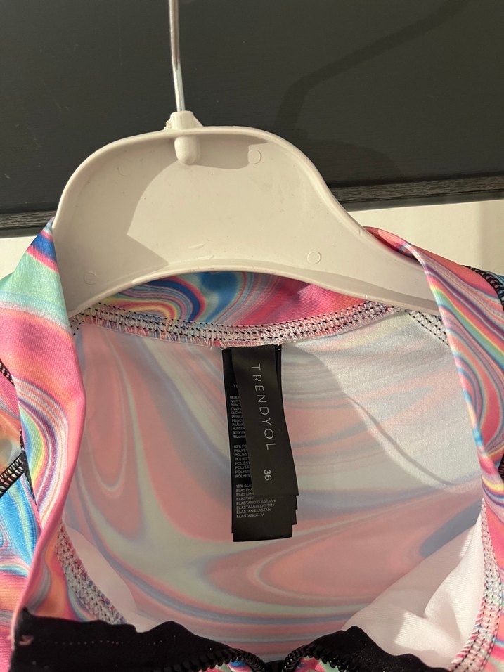 Uzun Kollu Renkli Tie-Dye Kadın Mayo - Görsel 4