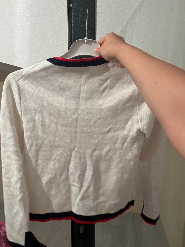 Düğmeli Beyaz Mini Kadın Hırka - Görsel 3