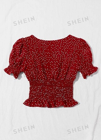Sheinside KADIN KIRMIZI PUANTİYELİ BLUZ