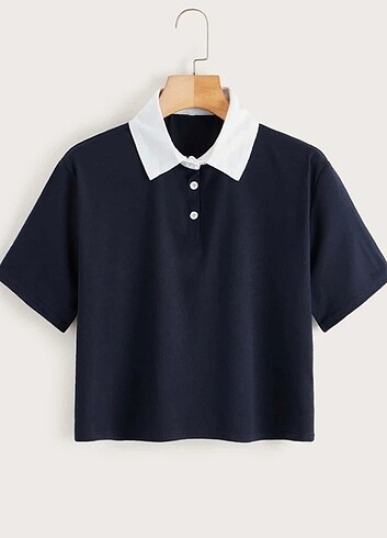 KADIN LACİVERT POLO YAKA T-SHİRT 