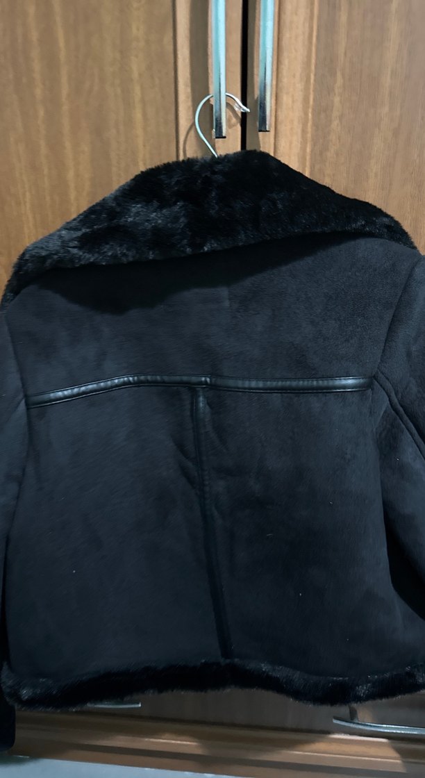 Siyah Süet Kadın Kürklü Ceket - Görsel 4