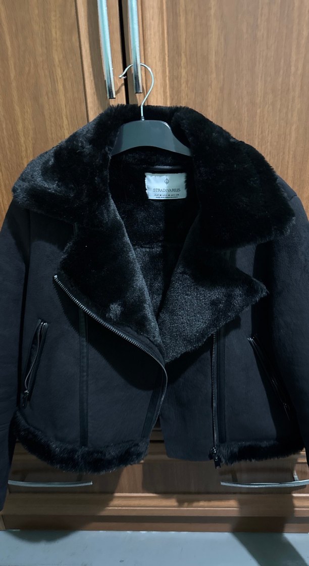Siyah Süet Kadın Kürklü Ceket - Görsel 3